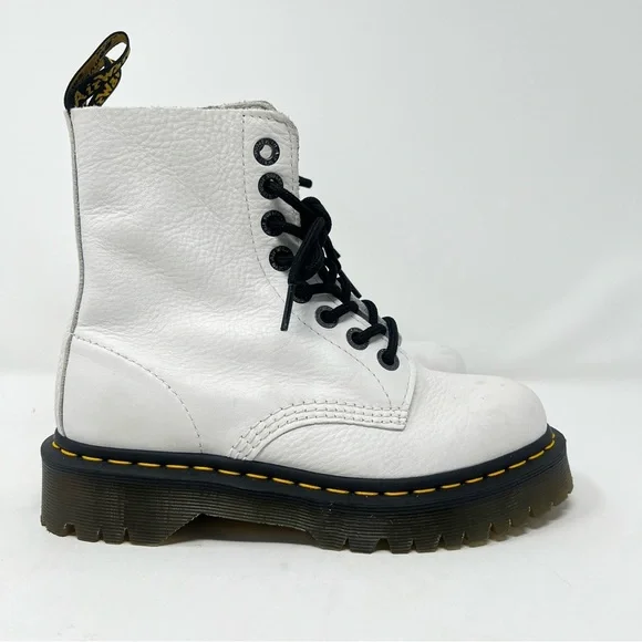 Dr. Martens White Boots with Black Laces - Picture 2 of 9